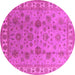 Round Machine Washable Oriental Pink Industrial Rug, wshurb931pnk