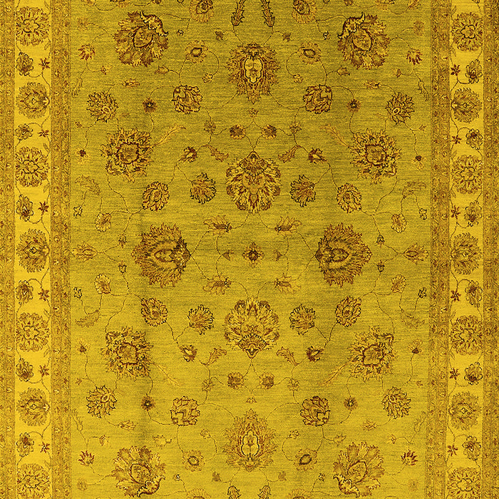 Machine Washable Oriental Yellow Industrial Rug, wshurb931yw