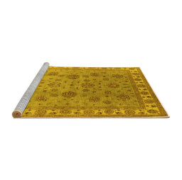 Sideview of Machine Washable Oriental Yellow Industrial Rug, wshurb931yw