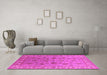 Machine Washable Oriental Pink Industrial Rug in a Living Room, wshurb931pnk