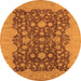 Round Machine Washable Oriental Orange Industrial Area Rugs, wshurb932org