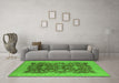 Machine Washable Oriental Green Industrial Area Rugs in a Living Room,, wshurb932grn