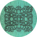 Round Oriental Turquoise Industrial Rug, urb932turq