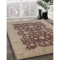 Mid-Century Modern Chestnut Brown Oriental Rug, urb932