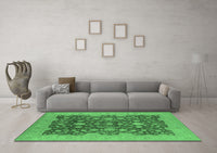 Machine Washable Oriental Emerald Green Industrial Rug, wshurb932emgrn