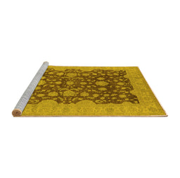 Sideview of Machine Washable Oriental Yellow Industrial Rug, wshurb932yw