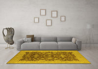 Machine Washable Oriental Yellow Industrial Rug, wshurb932yw