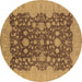 Round Machine Washable Oriental Brown Industrial Rug, wshurb932brn