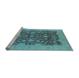 Sideview of Machine Washable Oriental Light Blue Industrial Rug, wshurb932lblu