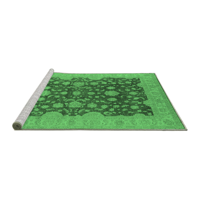 Sideview of Machine Washable Oriental Emerald Green Industrial Area Rugs, wshurb932emgrn