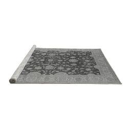 Sideview of Machine Washable Oriental Gray Industrial Rug, wshurb932gry