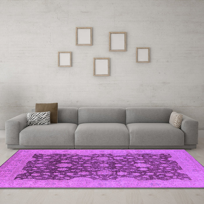 Machine Washable Oriental Purple Industrial Area Rugs in a Living Room, wshurb932pur