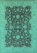 Machine Washable Oriental Turquoise Industrial Area Rugs, wshurb932turq