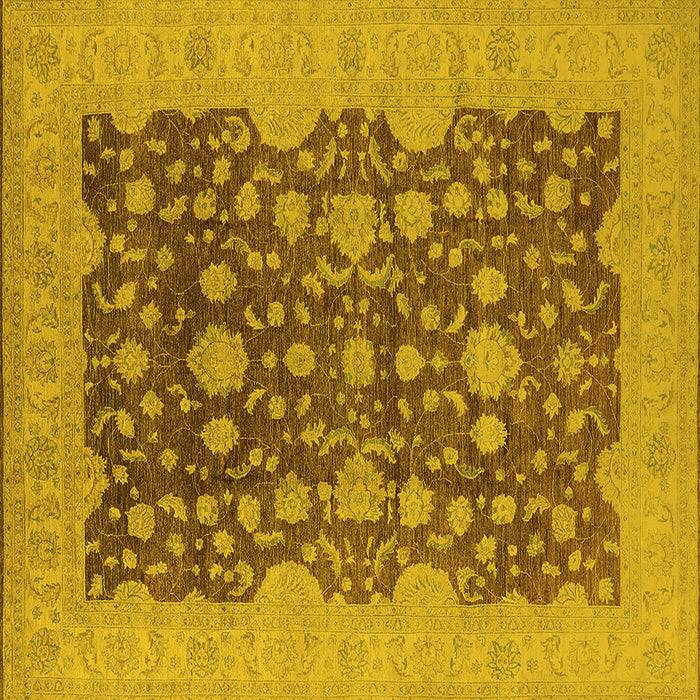 Square Machine Washable Oriental Yellow Industrial Rug, wshurb932yw
