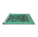 Sideview of Machine Washable Oriental Turquoise Industrial Area Rugs, wshurb932turq