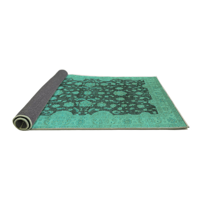 Sideview of Oriental Turquoise Industrial Rug, urb932turq
