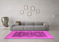 Machine Washable Oriental Pink Industrial Rug, wshurb932pnk