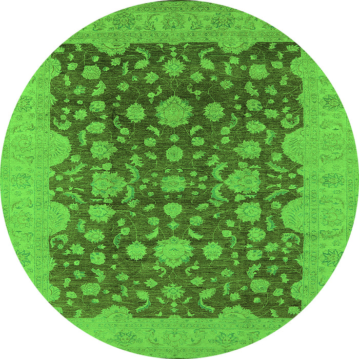 Round Oriental Green Industrial Rug, urb932grn