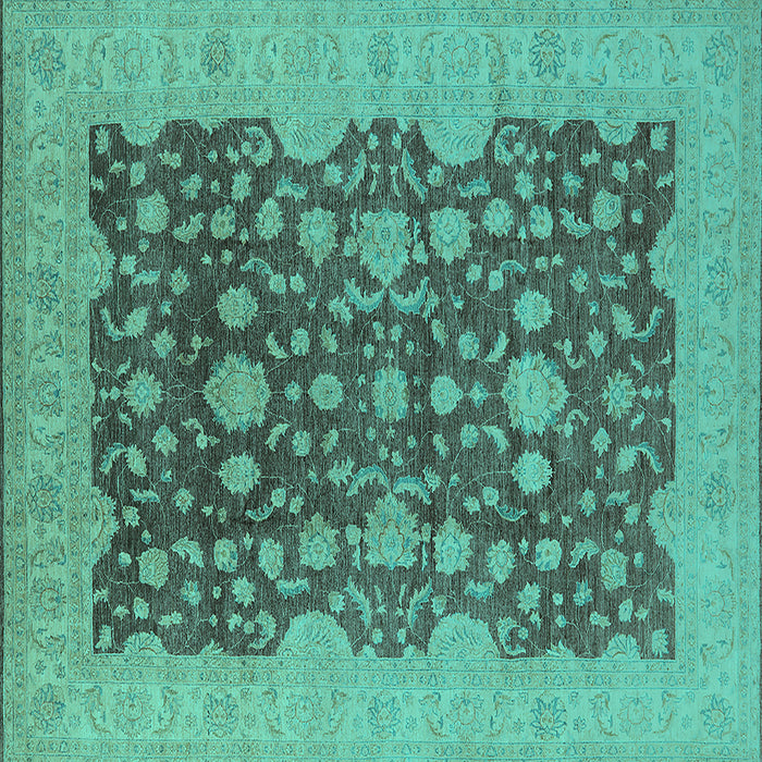 Square Oriental Turquoise Industrial Rug, urb932turq