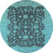 Round Oriental Light Blue Industrial Rug, urb932lblu