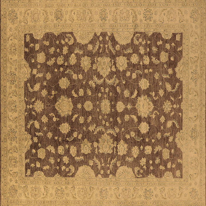 Square Machine Washable Oriental Brown Industrial Rug, wshurb932brn