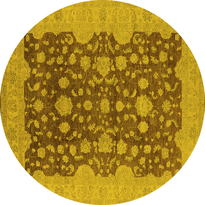 Round Oriental Yellow Industrial Rug, urb932yw