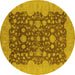 Round Oriental Yellow Industrial Rug, urb932yw