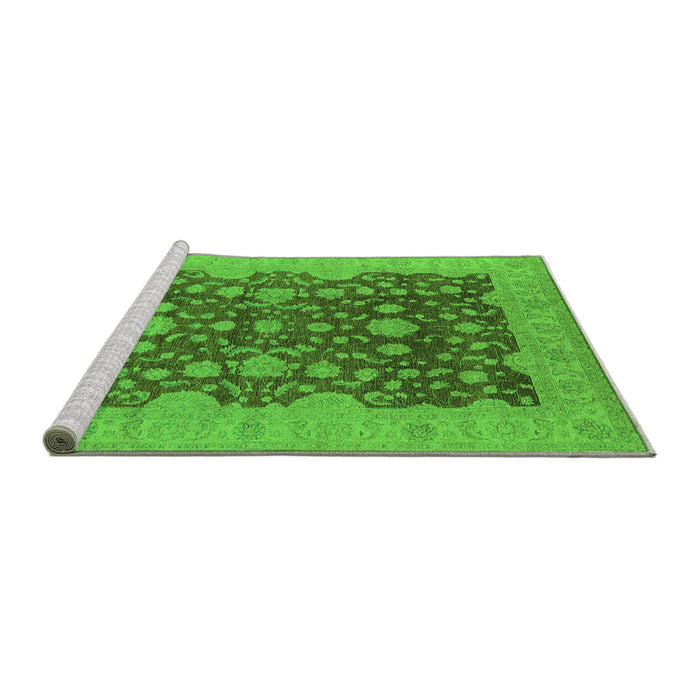 Sideview of Machine Washable Oriental Green Industrial Area Rugs, wshurb932grn