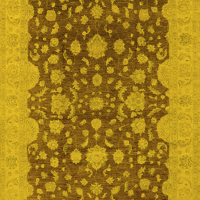 Machine Washable Oriental Yellow Industrial Rug, wshurb932yw