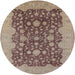 Round Mid-Century Modern Chestnut Brown Oriental Rug, urb932