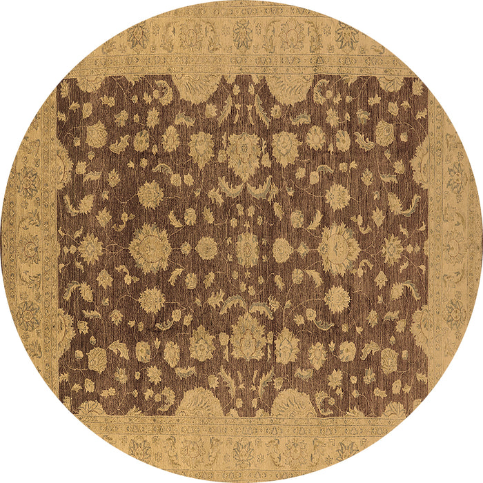 Round Oriental Brown Industrial Rug, urb932brn