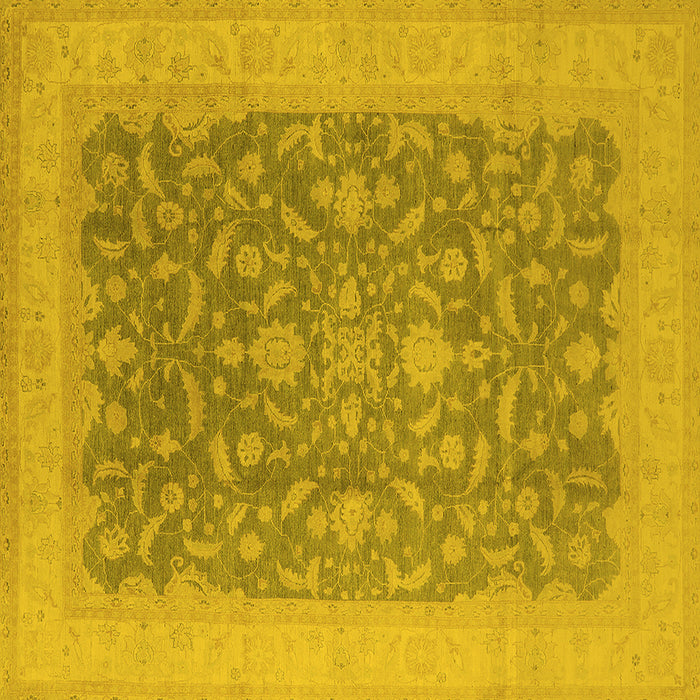 Square Machine Washable Oriental Yellow Industrial Rug, wshurb933yw