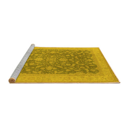 Sideview of Machine Washable Oriental Yellow Industrial Rug, wshurb933yw