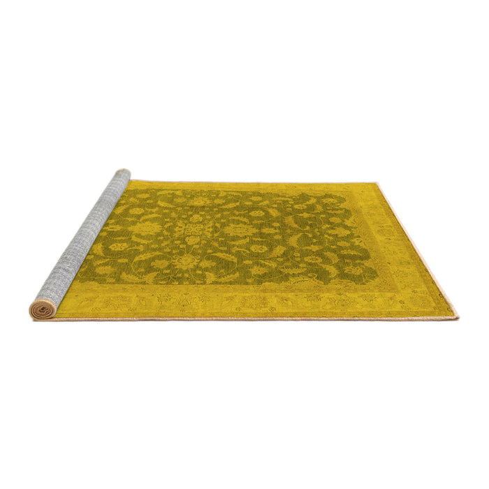 Sideview of Machine Washable Oriental Yellow Industrial Rug, wshurb933yw