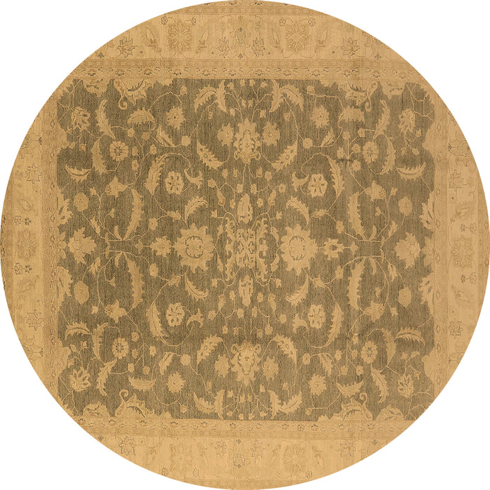 Round Oriental Brown Industrial Rug, urb933brn