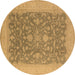 Round Oriental Brown Industrial Rug, urb933brn