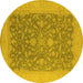 Round Oriental Yellow Industrial Rug, urb933yw