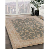 Mid-Century Modern Dark Almond Brown Oriental Rug, urb933