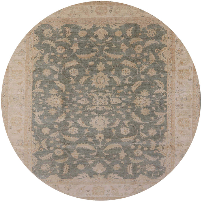Round Mid-Century Modern Dark Almond Brown Oriental Rug, urb933