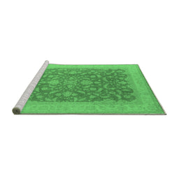 Sideview of Machine Washable Oriental Emerald Green Industrial Area Rugs, wshurb933emgrn