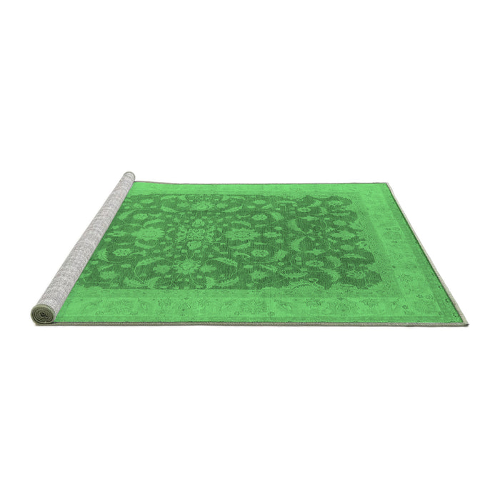 Sideview of Machine Washable Oriental Emerald Green Industrial Area Rugs, wshurb933emgrn