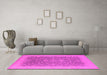 Machine Washable Oriental Pink Industrial Rug in a Living Room, wshurb933pnk