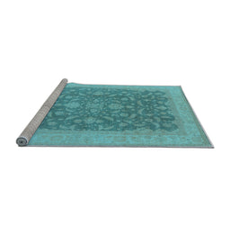 Sideview of Machine Washable Oriental Light Blue Industrial Rug, wshurb933lblu