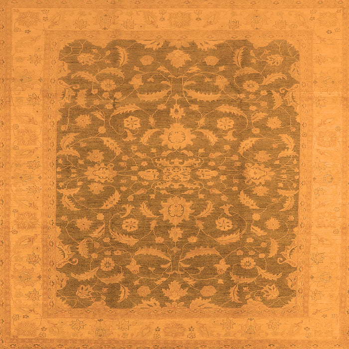 Square Machine Washable Oriental Orange Industrial Area Rugs, wshurb933org