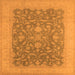 Square Machine Washable Oriental Orange Industrial Area Rugs, wshurb933org