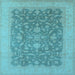 Square Machine Washable Oriental Light Blue Industrial Rug, wshurb933lblu