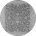 Round Oriental Gray Industrial Rug, urb933gry