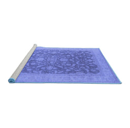 Sideview of Machine Washable Oriental Blue Industrial Rug, wshurb933blu