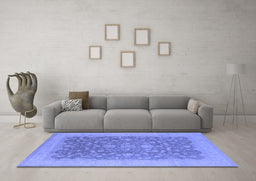 Machine Washable Oriental Blue Industrial Rug in a Living Room, wshurb933blu