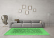 Machine Washable Oriental Emerald Green Industrial Area Rugs in a Living Room,, wshurb933emgrn